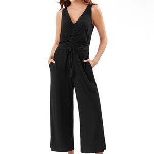 Tommy Bahama Carmela Ruched Wide Leg Black Jumpsuit Sz XS